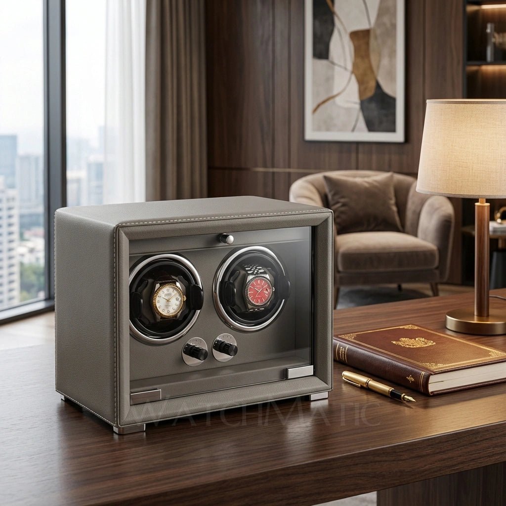 WatchMatic Lustro Double Watch Winder grey 2slots - WatchMatic