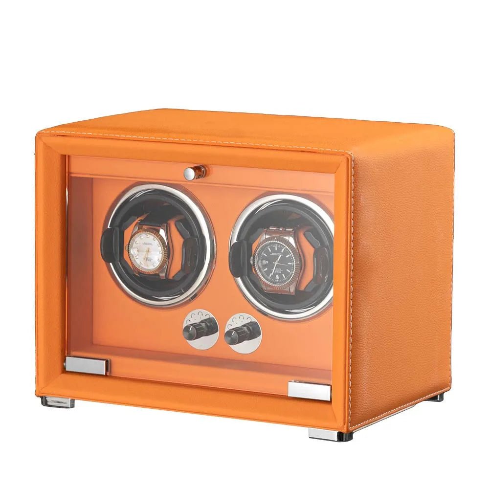 WatchMatic Lustro Leather Watch Winder orange 2slots - WatchMatic