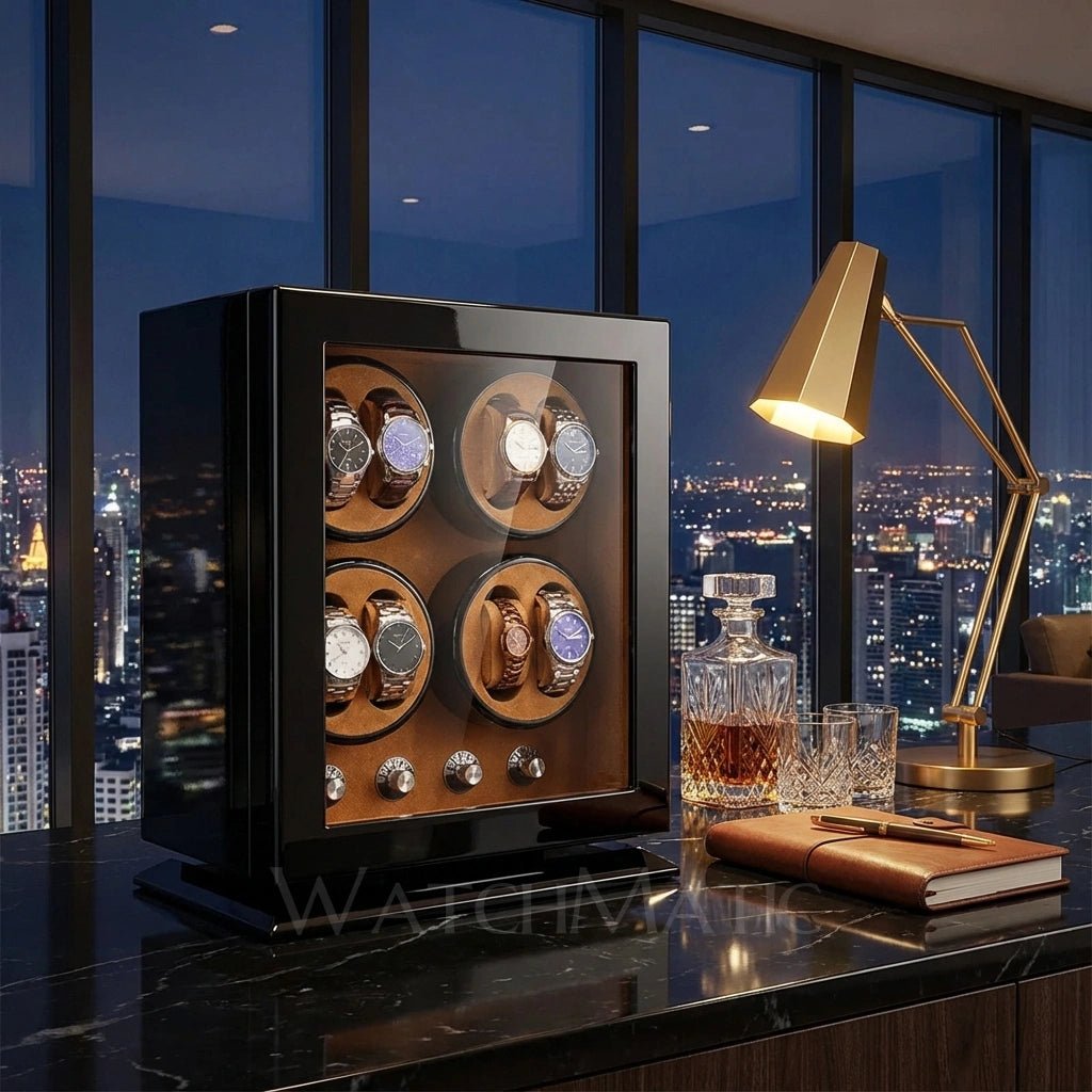 WatchMatic Magnor Watch Winder Black Brown Welvet - WatchMatic
