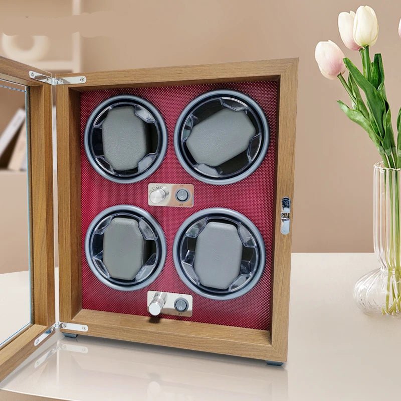 WATCHMATIC Luno Wooden Quad Watch Winder 14:193Wood Grain and Black;200007763:201336106 - WatchMatic